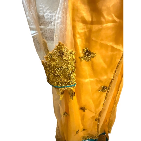 BLUE AND PEACH MAISHA DESIGNER WEDDING WEAR ANARKALI DRESS - Picture 3 of 11